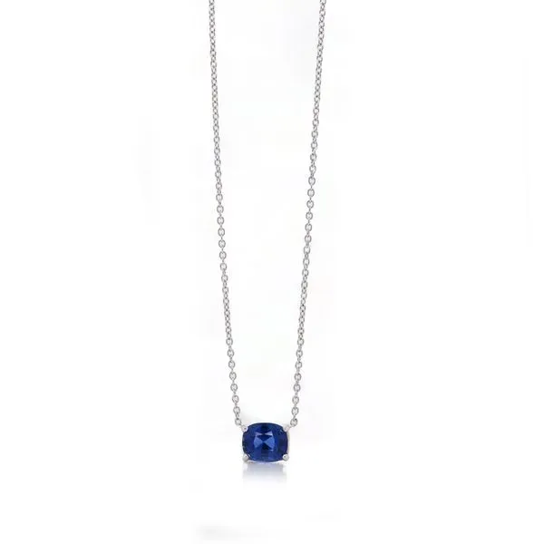 Cushion Blue Sapphire Solitaire Pendant Joe Escobar Diamonds Campbell, CA