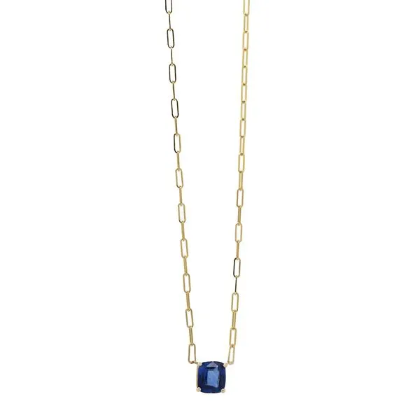 Cushion Cut Blue Sapphire Solitaire Pendant Joe Escobar Diamonds Campbell, CA