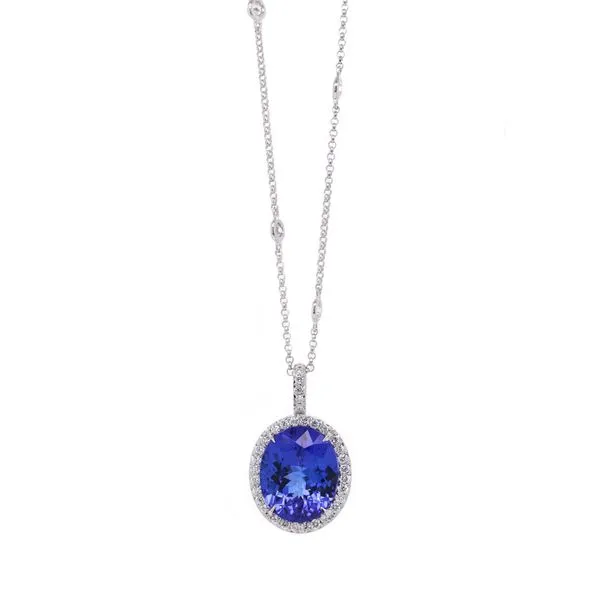 Oval Tanzanite Halo Pendant Joe Escobar Diamonds Campbell, CA