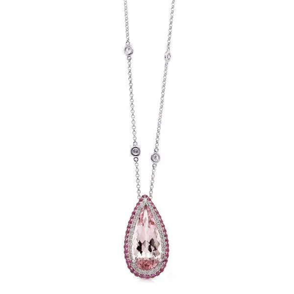 Morganite and Diamond Halo Pendant Joe Escobar Diamonds Campbell, CA