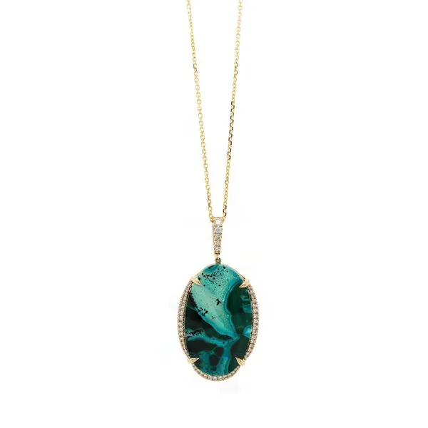 Malachite Diamond Halo Pendant Joe Escobar Diamonds Campbell, CA