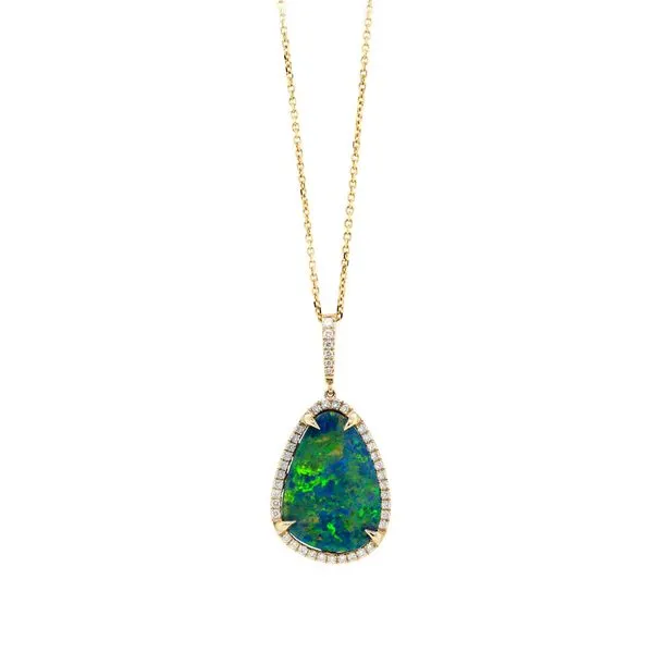 Freeform Black Opal Halo Pendant Joe Escobar Diamonds Campbell, CA