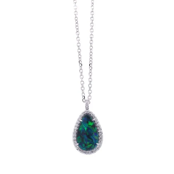 Black Opal Halo Pendant Joe Escobar Diamonds Campbell, CA