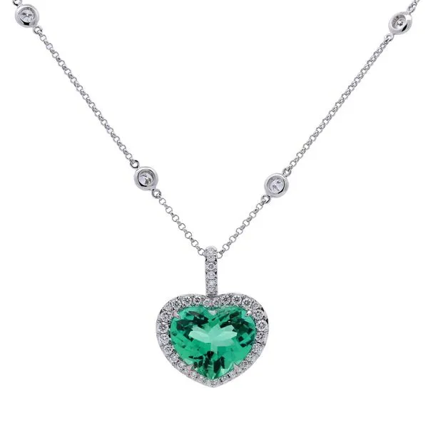 Mint Tourmaline Heart Halo Pendant Joe Escobar Diamonds Campbell, CA