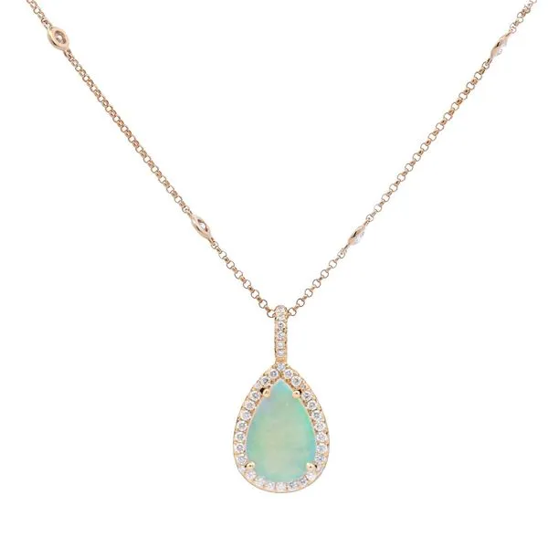 Pear Opal Halo Pendant Joe Escobar Diamonds Campbell, CA