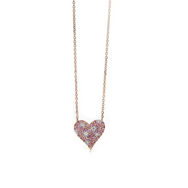 Rose Gold Pink Sapphire Heart Pendant Joe Escobar Diamonds Campbell, CA