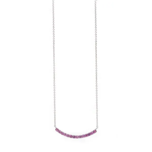 Pink Sapphire Curved Bar Necklace Joe Escobar Diamonds Campbell, CA