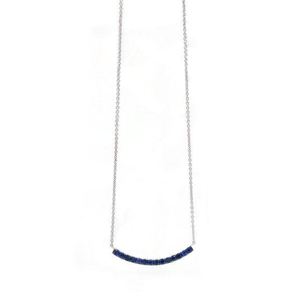 Blue Sapphire Curved Bar Necklace Joe Escobar Diamonds Campbell, CA