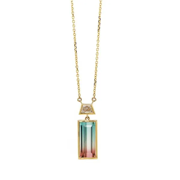 Bi-Color Tourmaline Drop Pendant Joe Escobar Diamonds Campbell, CA