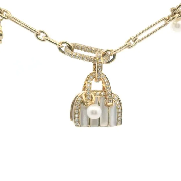 Purse Motif Diamond and Pearl Necklace Joe Escobar Diamonds Campbell, CA