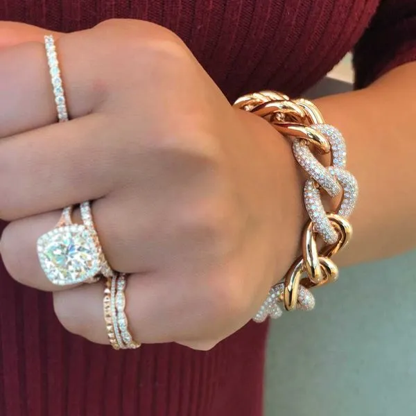 Rose Gold Diamond Pave Link Bracelet Image 2 Joe Escobar Diamonds Campbell, CA