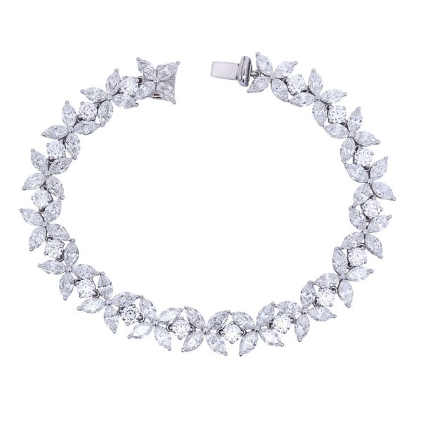 Marquise Floral Diamond Tennis Bracelet Joe Escobar Diamonds Campbell, CA