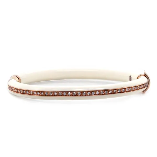 White Enamel Diamond Bangle Bracelet Joe Escobar Diamonds Campbell, CA