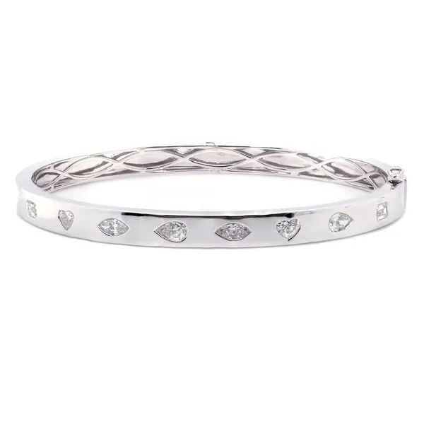 Multi Shape Flush Set Diamond Bangle Bracelet Joe Escobar Diamonds Campbell, CA
