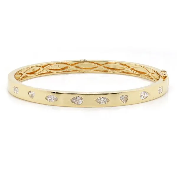 Multi Shape Flush Set Diamond Bangle Bracelet Joe Escobar Diamonds Campbell, CA