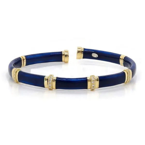 Blue Enamel Diamond Bangle Bracelet Joe Escobar Diamonds Campbell, CA
