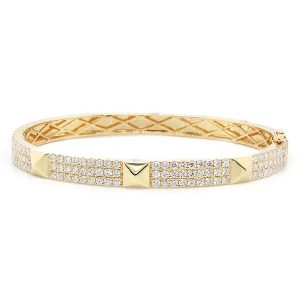 Three Row Pave Diamond Bangle Bracelet Joe Escobar Diamonds Campbell, CA