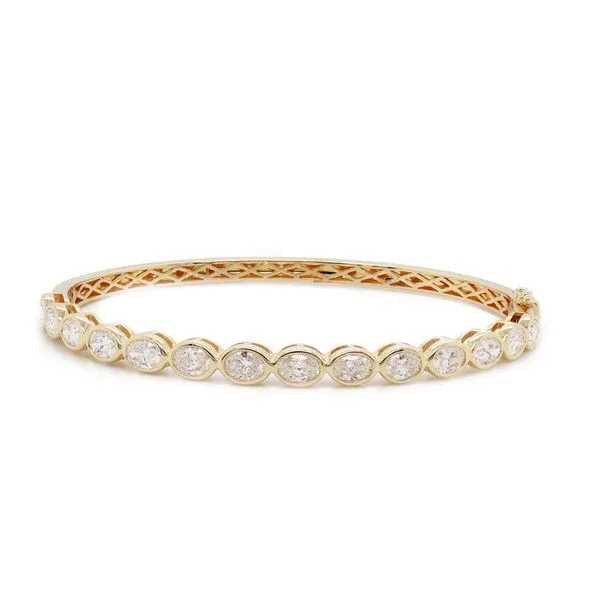 Oval Diamond East West Bezel Bangle Bracelet Joe Escobar Diamonds Campbell, CA