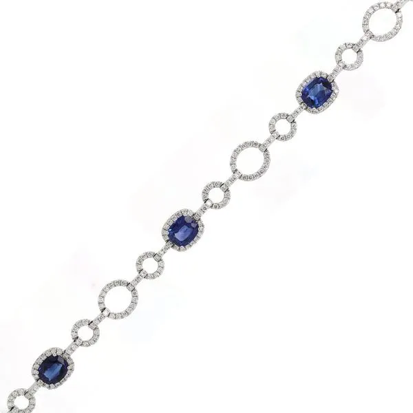 Sapphire and Diamond Pave Link Bracelet Joe Escobar Diamonds Campbell, CA