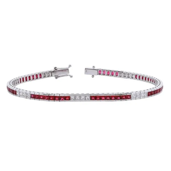 Channel Set Ruby and Diamond Tennis Bracelet Joe Escobar Diamonds Campbell, CA