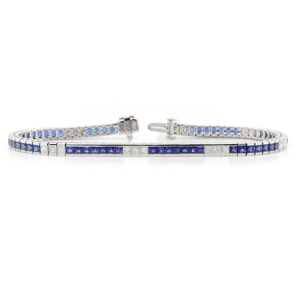 Channel Set Sapphire and Diamond Tennis Bracelet Joe Escobar Diamonds Campbell, CA