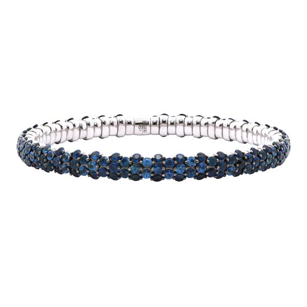 Expandable Blue Sapphire Pave Bangle Bracelet Joe Escobar Diamonds Campbell, CA
