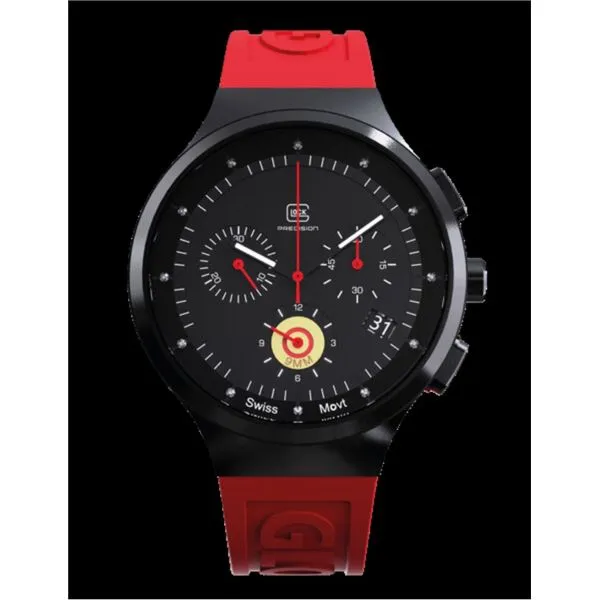 Glock Black Steel Watch with Red Silicone Band Falls Jewelers Concord, NC