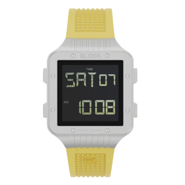 Glock Silver Steel Digital Watch with Yellow Silicone Band similar item image