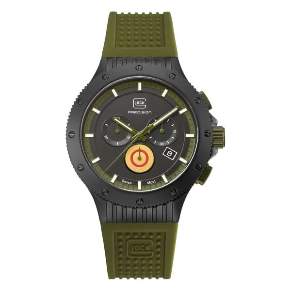 Limited Edition 250/7500 Black Steel Glock Watch with Army Green Band Falls Jewelers Concord, NC