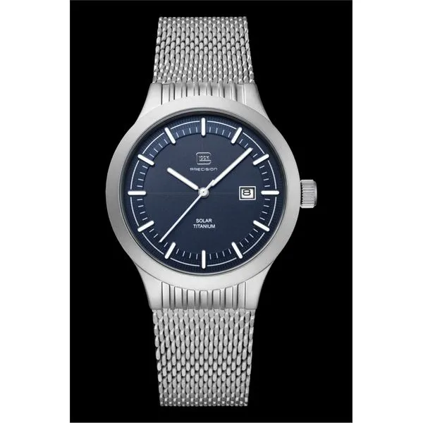 Silver Titanium Glock Watch with Dark Blue Silicone Strap Falls Jewelers Concord, NC