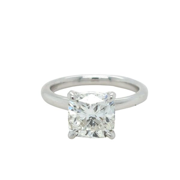 14K White Gold Cushion Diamond Solitaire Falls Jewelers Concord, NC