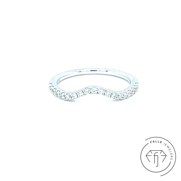 14K White Gold Curved Diamond Wedding/Anniversary Band Falls Jewelers Concord, NC