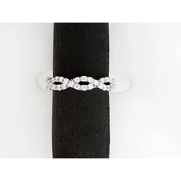 14K White Gold Twisted Diamond Wedding Band Falls Jewelers Concord, NC