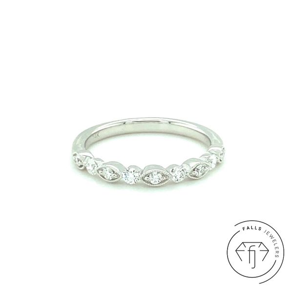 14K White Gold Geometric Diamond Band Concord, NC Falls Jewelers Concord, NC