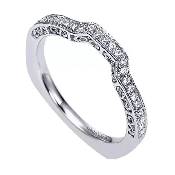 14K White Gold Contour Wedding Band