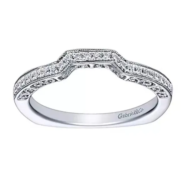14K White Gold Contour Wedding Band