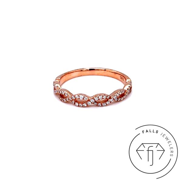 14K Rose Gold Weaving Stackable Diamond Band Falls Jewelers Concord, NC