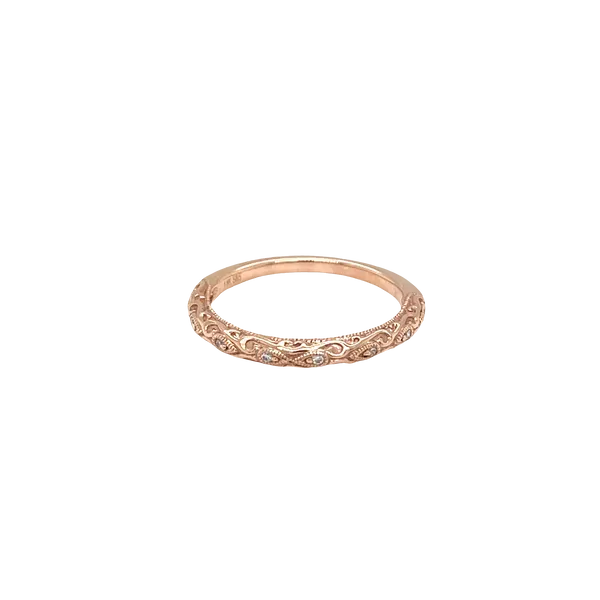 14K Rose Gold Vintage-Inspired Diamond Band