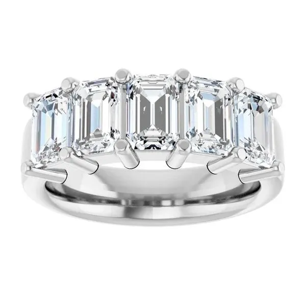 14K White Gold Emerald Cut Diamond Wedding Band Falls Jewelers Concord, NC