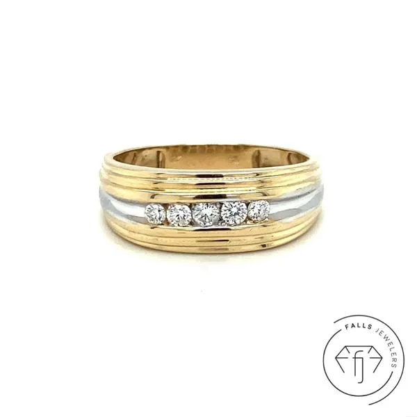 10K Yellow/White Gold Mens Diamond Band