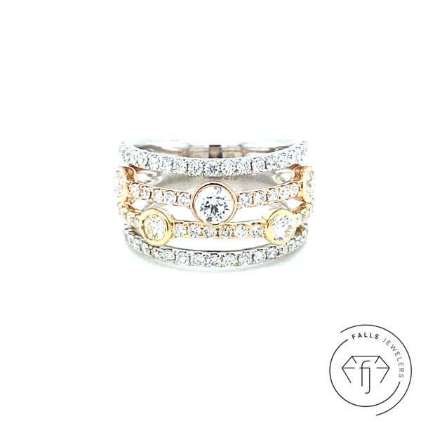 14K Tri-Tone Diamond Ring Falls Jewelers Concord, NC
