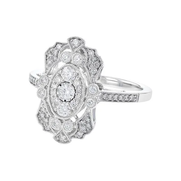 14K White Gold Art-Deco Diamond Ring Image 2 Falls Jewelers Concord, NC