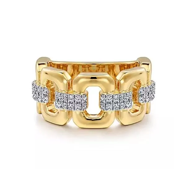 14K Yellow Gold Diamond Wide Band Ring Falls Jewelers Concord, NC