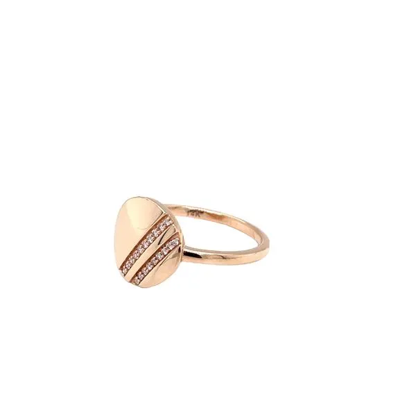 14K Rose Gold Double Row Accented Disk Ring