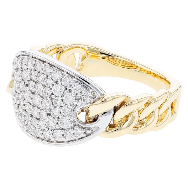 14K Two-Tone Ladies Cable Diamond Fashion Ring