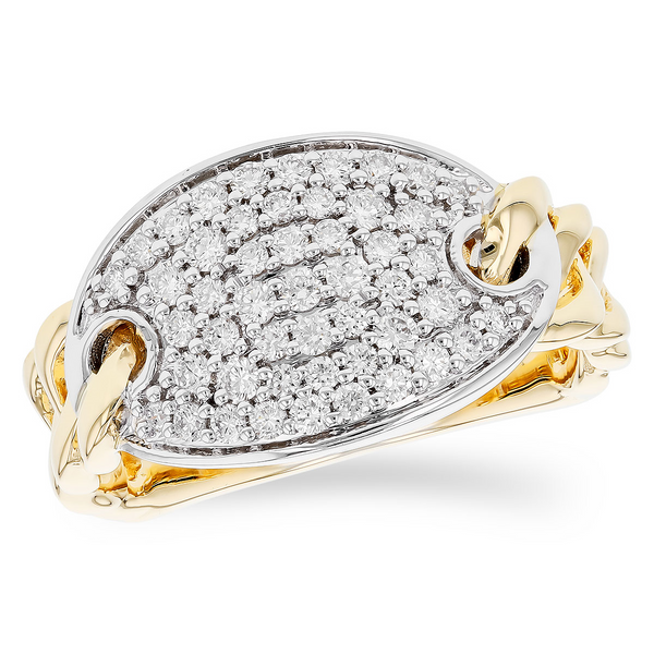 14K Two-Tone Ladies Cable Diamond Fashion Ring Falls Jewelers Concord, NC