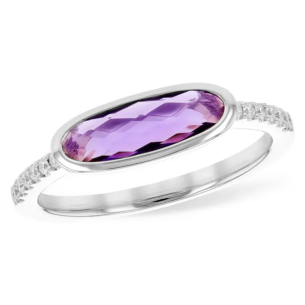 14K White Gold East-to-West Amethyst and Diamond Ring Falls Jewelers Concord, NC