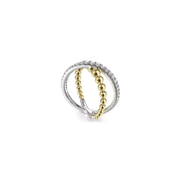 14K White & Yellow Gold Bujukan Diamond Criss Cross Ring
