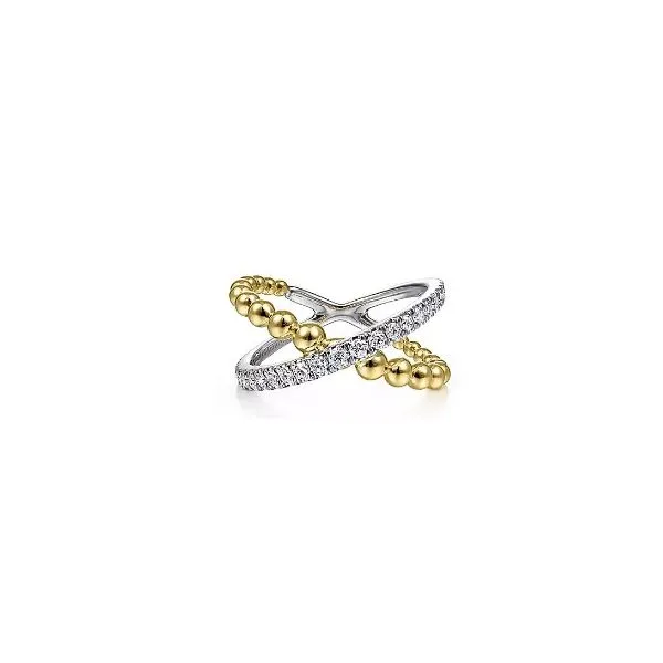 14K White & Yellow Gold Bujukan Diamond Criss Cross Ring