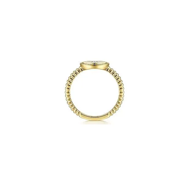 14K Yellow Gold Round Diamond Star Bujukan Signet Ring